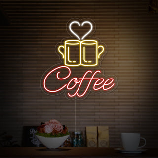 Coffee Couple Mug Neon Sign