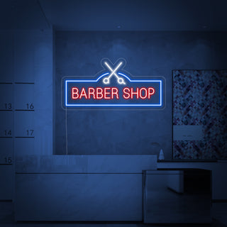 Barber Shop With Barber Scissors Neon Sign
