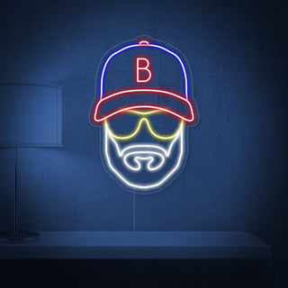 Baseball Man with Hat Neon Sign