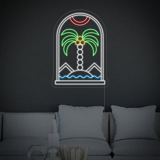 Bohemian Water Plam Tree Hill Neon Sign
