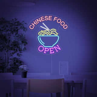 Chinese Food Open Noodles Neon Sign