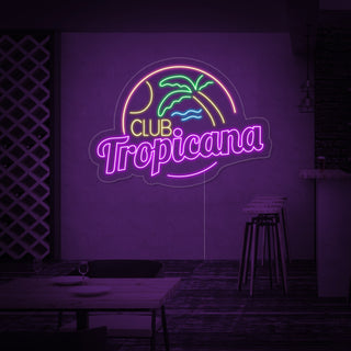 Club Tropicana Beach Plam Tree Bar Neon Sign