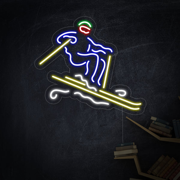 DOWNHILL SKIER HANDCRAFTED Neon Sign
