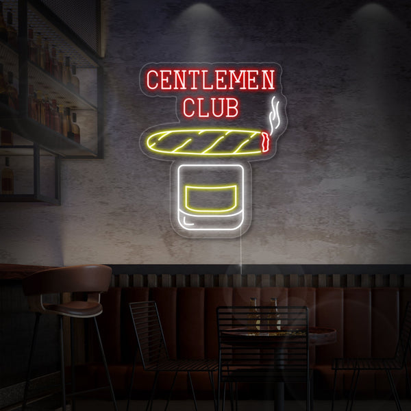 Gentlemen Club Whiskey Cigar Neon Sign