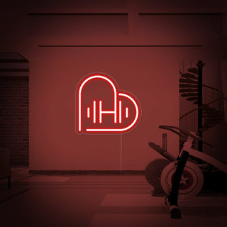 Heart Dumbbell Neon Sign