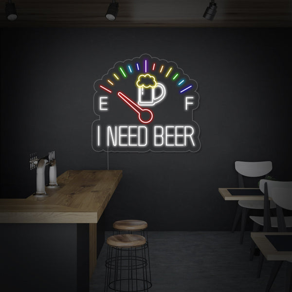 I Need Beer Clock Bar Neon Sign