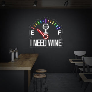 I Need Wine Clock Bar Neon Sign