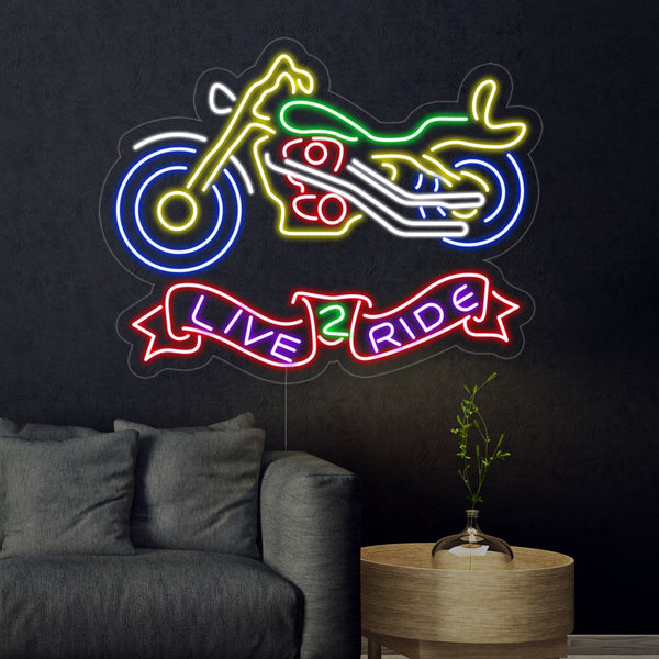 Live 2 Ride Motorcycle Neon Sign