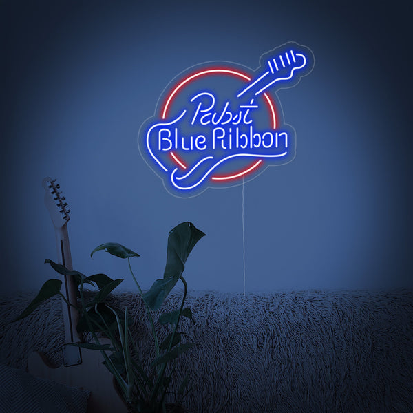 Pabst Blue Ribbon Guitar Neon Sign