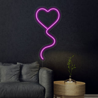 Pink Heart Balloon Neon Sign