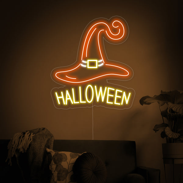 Witch Hat Halloween Neon Sign